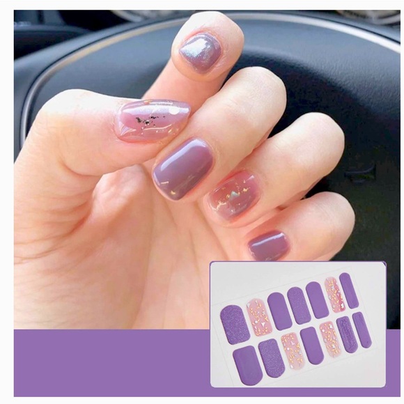 DIY Nail Stickers SET , Pure Color Nail Polish Strips Stickers Glitter - Picture 1 of 4